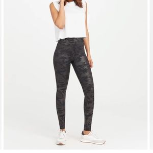 Spanx faux leather camo leggings
